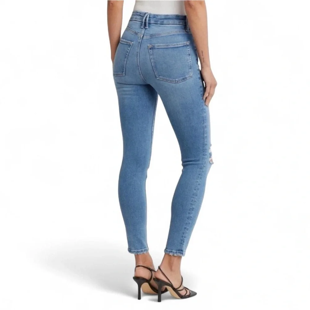 Good American high-rise skinny jeans with distressed knees and raw hem Size 2/26